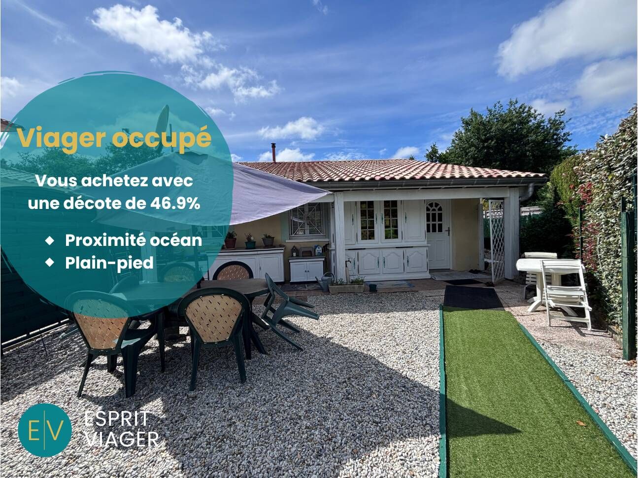 Viager occupé - Maison 3 pièces – NAUJAC-SUR-MER (33)