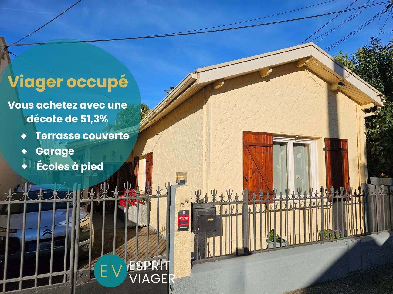 Viager occupé - Maison 3 pièces - 74 m²- Bouquet 34 700 euros - Rente 446 euros/mois - Floirac (33)